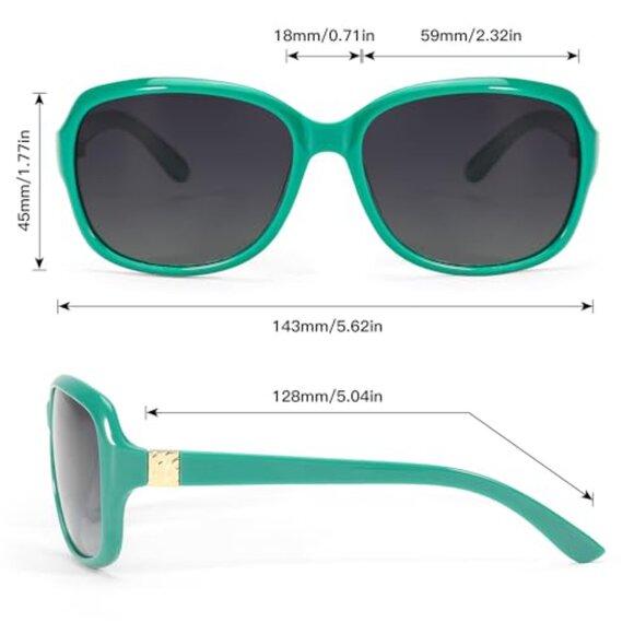 Vintage Square Polarized Sunglasses UV400 Protection Wraparound Retro Chic